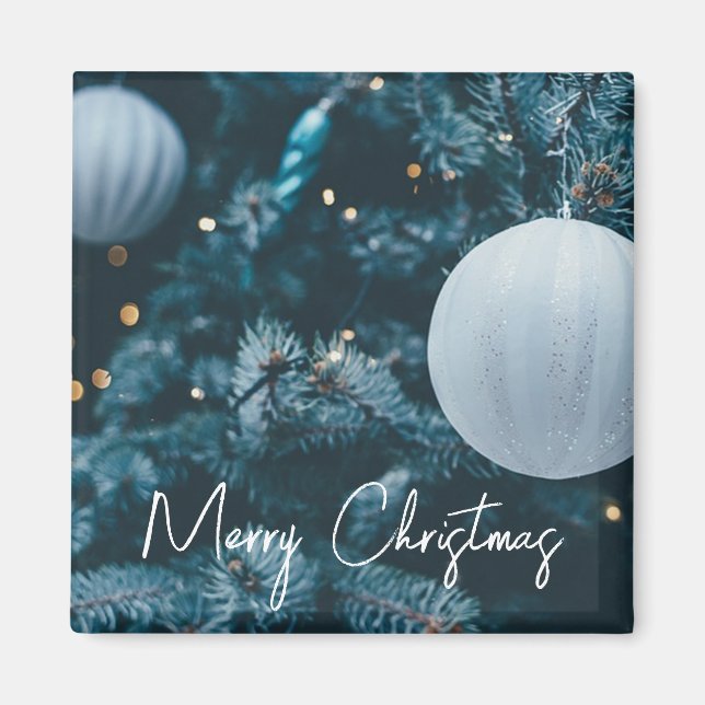 Aimant Arbre de Noël étincelant et boules de Noël (Devant)