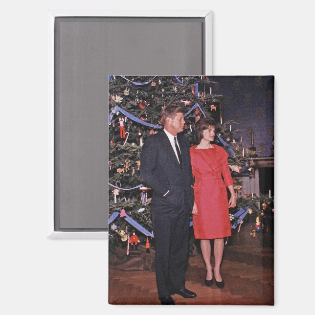 Aimant Arbre de Noël Président John Kennedy & Jacqueline (Recto/Verso)