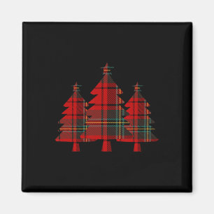 Aimant Arbre de Noël Rouge Plaid Pine Trees