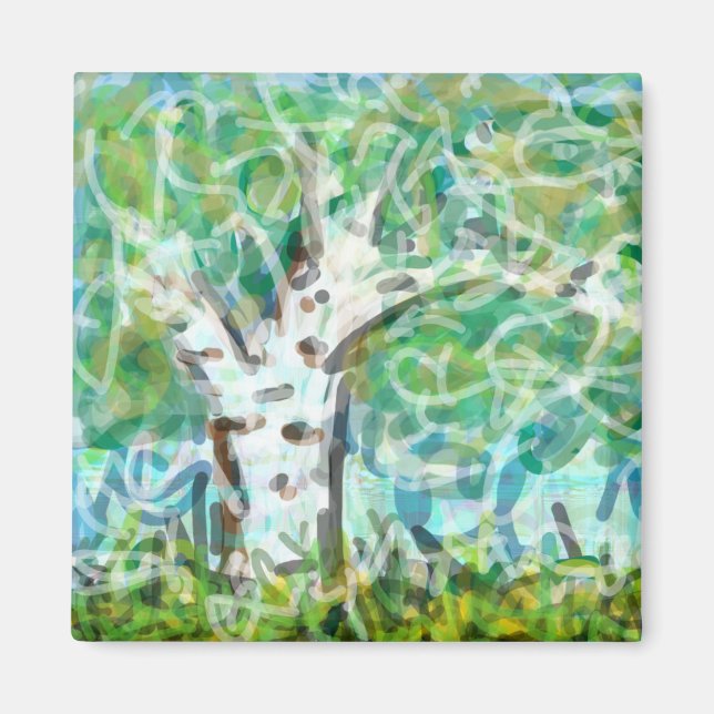 Aimant Arbre impressionniste expressif Art original (Devant)