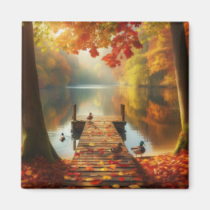 Aimant Arbres d'automne & lac avec canards