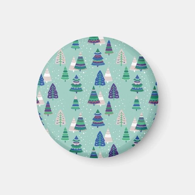 Aimant Arbres de Noël, arrière - plan bleu (Devant)