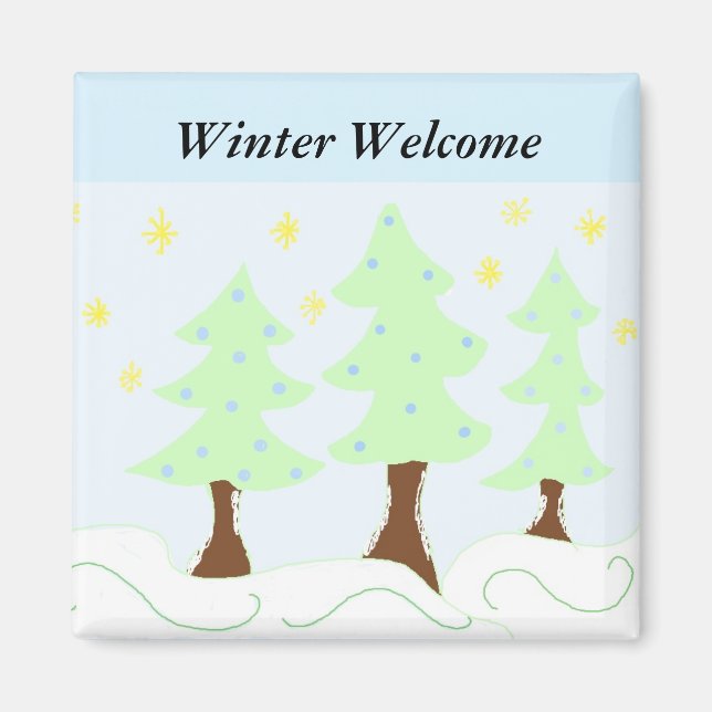 Aimant Arbres de Noël - Bienvenue en hiver (Devant)