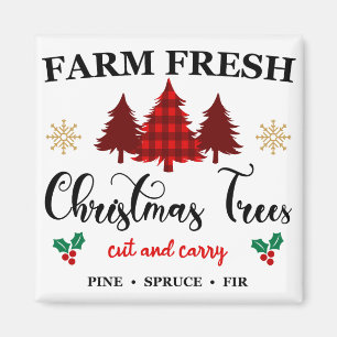 Aimant Arbres de Noël frais de ferme Coupe et Porte de l'
