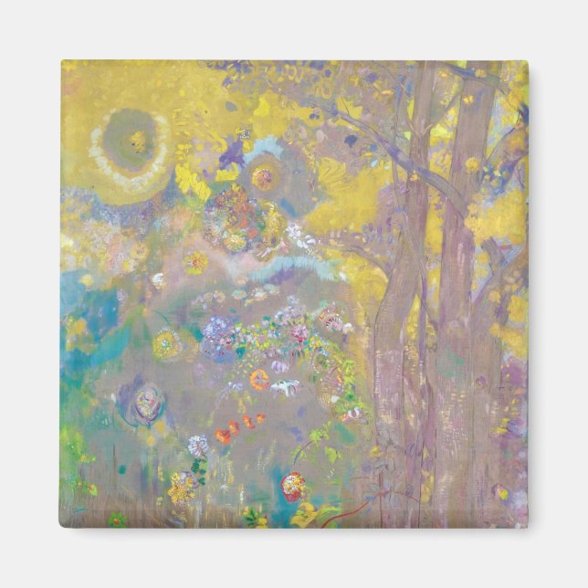Aimant Arbres sur Arrière - plan Jaune, Redon (Devant)