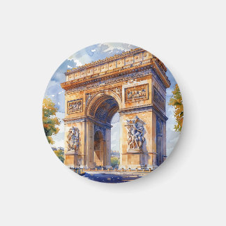Aimant Arc de Triomphe Aquarelle Sites de voyage France