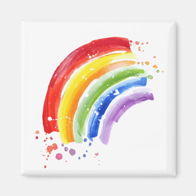Aimant Arc-en-ciel à éclaboussure aquarelle (Devant)