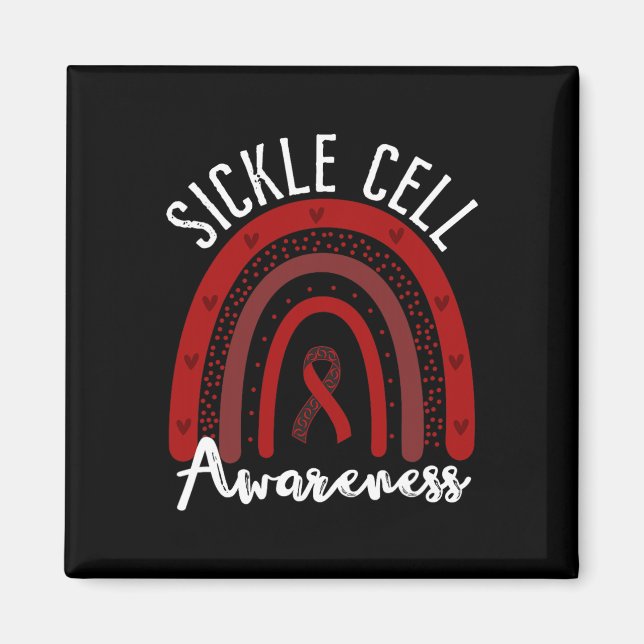 Aimant Arc-en-ciel Burgundy Ribbon Sickle Cell Awareness  (Devant)