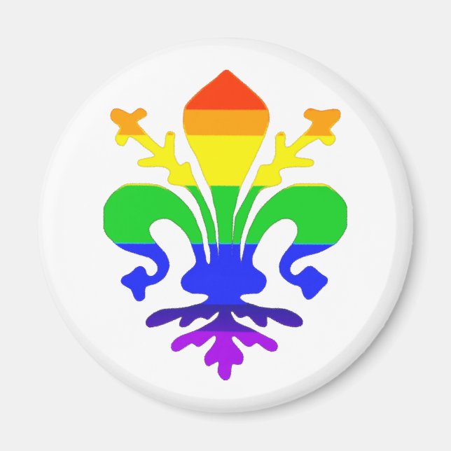 Aimant Arc-en-ciel stylisé Fleur de Lis (Devant)