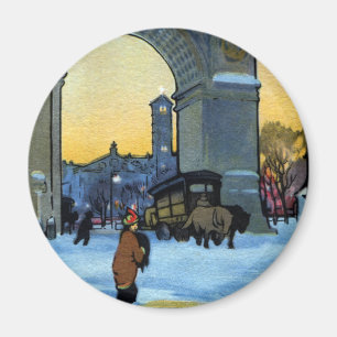 Aimant Arche de Washington au crépuscule hivernal