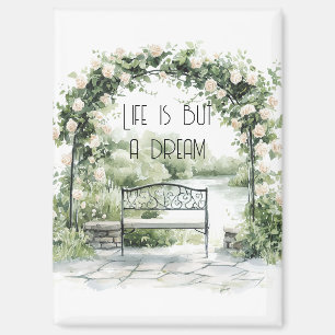 Aimant Arche florale de roses Banc romantique Jardin de r