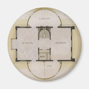 Aimant Architecture vintage, plan d'étage et villa grecqu