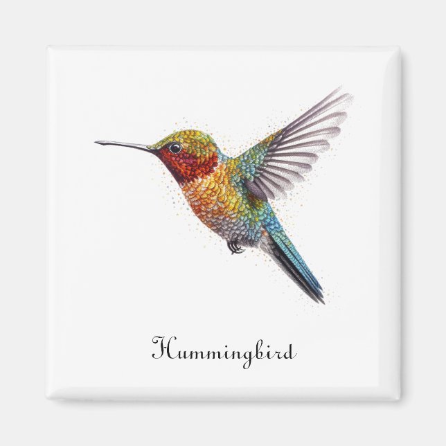 Aimant Arcs-en-ciel : L'art des colibris, personnalisé (Devant)