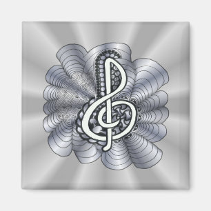 Aimant Argent Clé Treble personnalisable