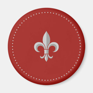 Aimant Argent élégant fleur-De-lis sur l'aimant rouge d