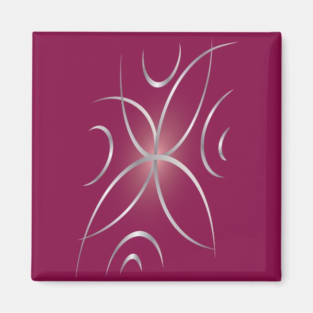 Aimant Argent sur magenta (Devant)