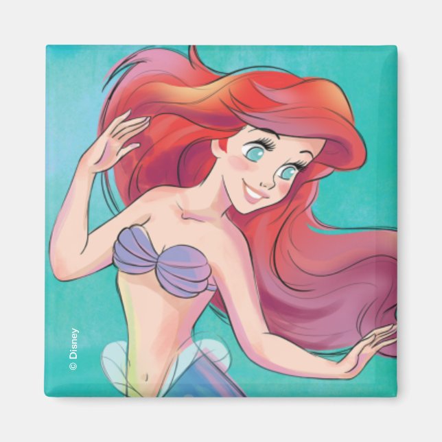 Aimant Ariel | La Petite Sirène | Aquarelle Anniversaire (Devant)