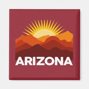 Aimant Arizona Vintage Retro Sunset Mountain Red