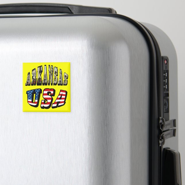 Aimant Arkansas Picture et USA Flag Text (In Situ (Bagages))