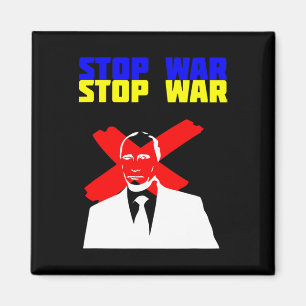 Aimant Arrêtez la guerre Anti Poutine Visage Drapeau ukra