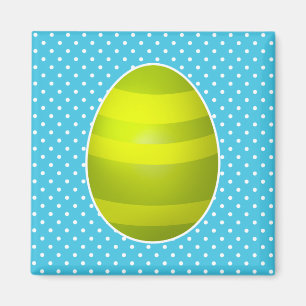 Aimant Arrière - plan bleu de point de polka d'oeufs rayé