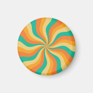 Aimant Arrière - plan coloré Retro les années 70 Sunburst