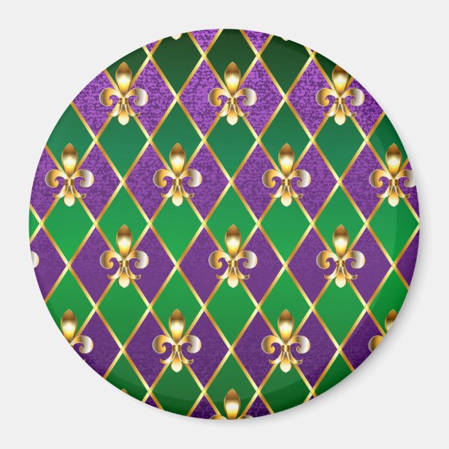 Aimant Arrière - plan de bijoux Mardi Gras (Devant)