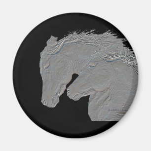Aimant Arrière - plan noir de relief de chevaux de regard