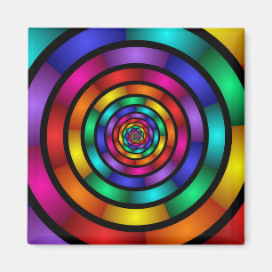 Aimant Arrondi et psychédélique coloré Art moderne fracta