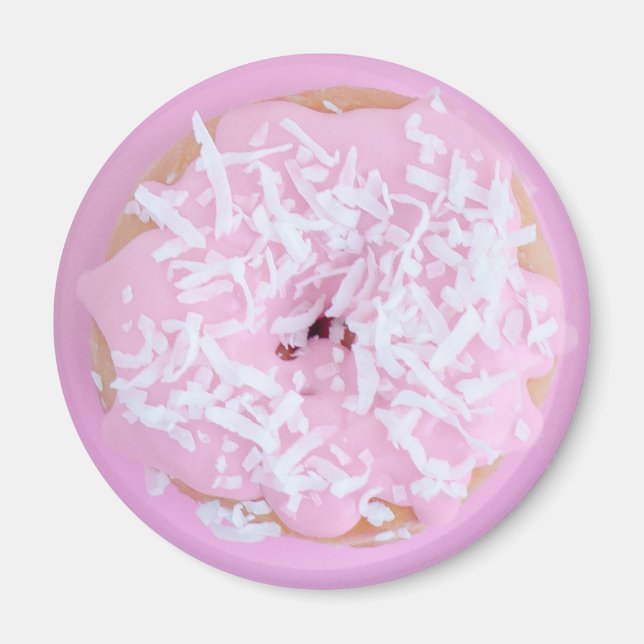 Aimant Arrosage de beignet à glaçage rose mignon (Devant)