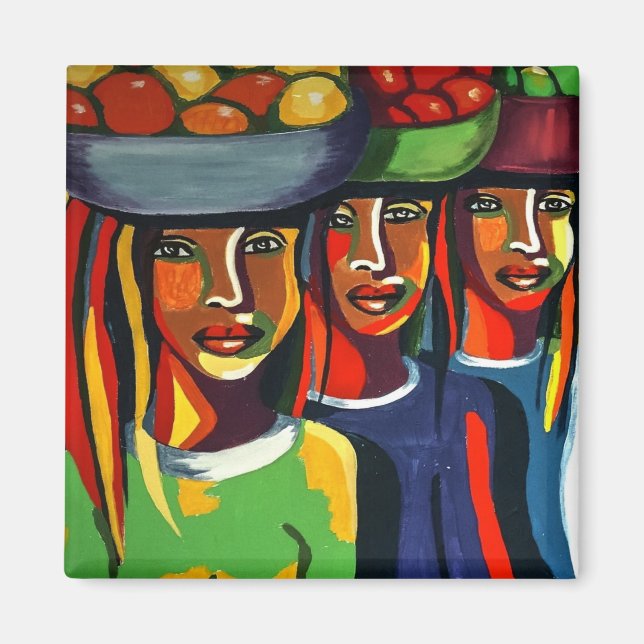 Aimant Art Africain Coloré Continent Stick Up (Devant)