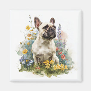 Aimant Art aquarelle Bouledogue Français fauve