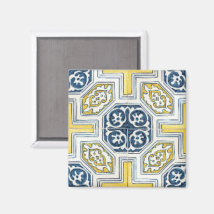 Aimant Art Carrelage géométrique des Faux bleu jaune