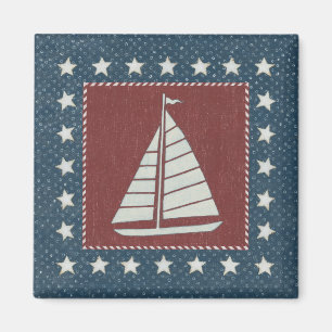 Aimant Art côtier   Voilier en rouge