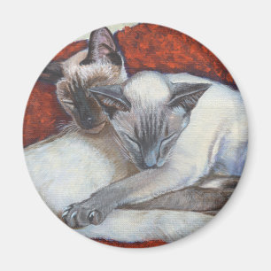 Aimant Art de chat siamois de sommeil