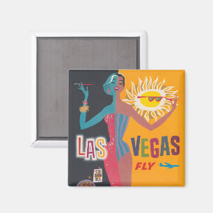 Aimant Art de l'affiche de voyage de jeu de Las Vegas vin