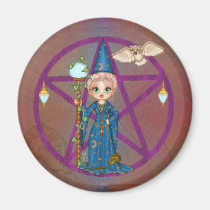 Aimant Art de pixel de Penctacle de femme de Witchy