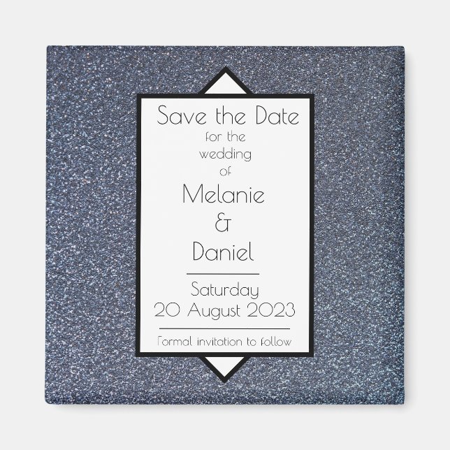 Aimant Art déco moderne Giltter Argent Sauvez la journée (Devant)