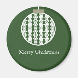 Aimant Art Deco Ornament Holiday Magnet, Holly Green