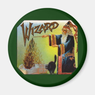 Aimant Art d'étiquette de cigare vintage, Magicien avec c