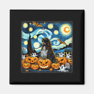 Aimant Art du ciel nocturne Chien de Terre-Neuve Hallowee