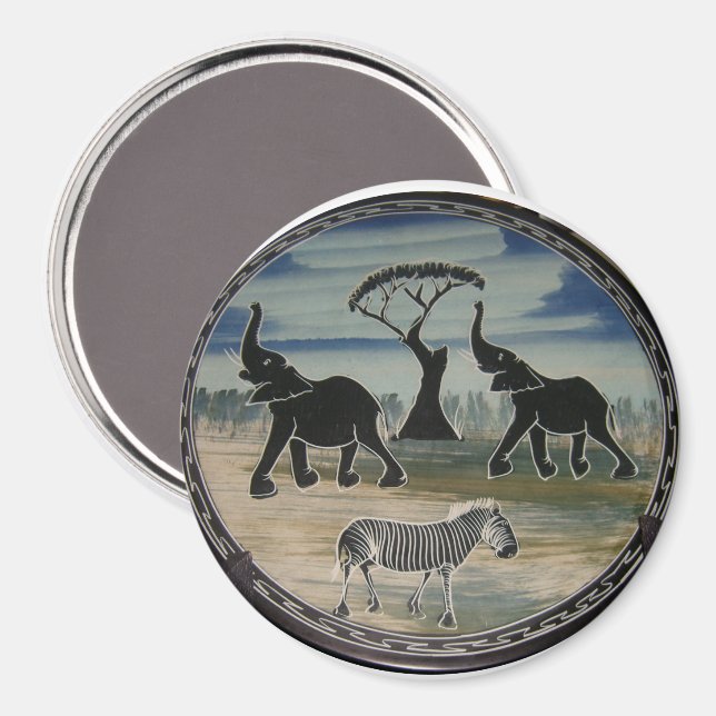 Aimant Art Eléphant Africain (Recto/Verso)
