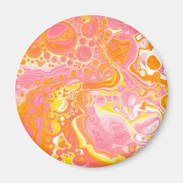 Aimant Art fluide rose et orange (Devant)