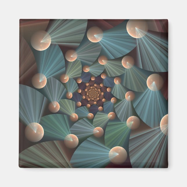 Aimant Art Fractal Abstrait Avec Profondeur Bleu Brown Ar (Devant)