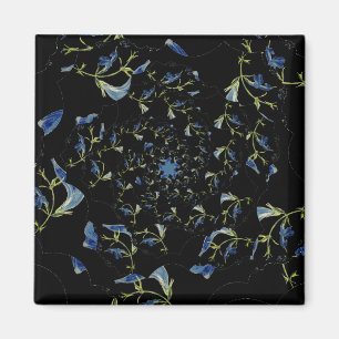 Aimant Art fractal bleu et noir Sage