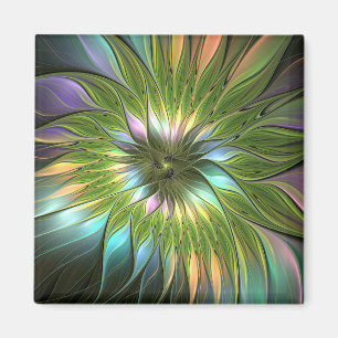 Aimant Art Fractal Fleur Imaginaire Coloré Lumineux