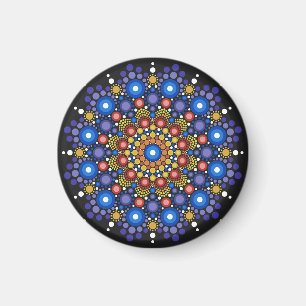 Aimant Art Fractal Floral Dotée Rétro Mandala
