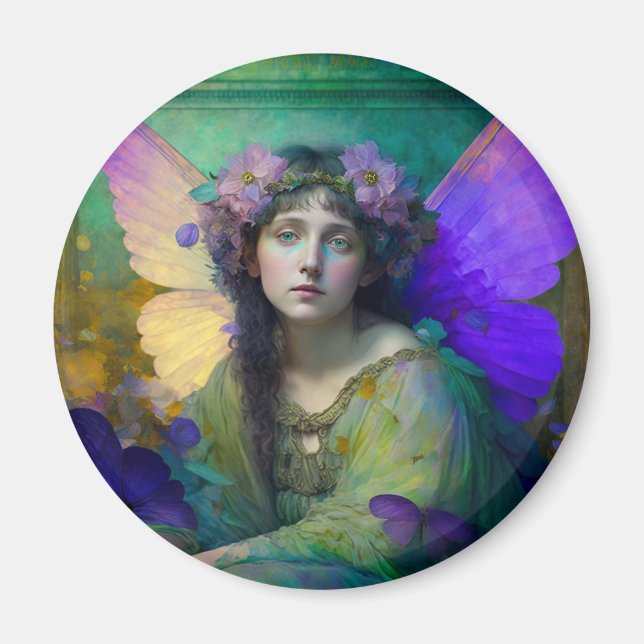 Aimant Art Imaginaire Fée Vert Violet (Devant)
