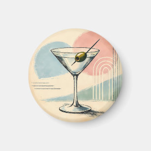 Aimant Art minimaliste pastel martini moderne du milieu d