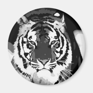 Aimant Art noir et blanc Tiger Pop